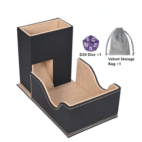 Portable Dice Tower & Storage Box with Velvet & PU Leather – All-in-One Dice Tray, D20 Included, Perfect for DnD, RPGs, and Board Games