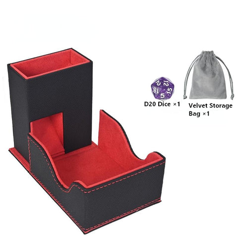 Portable Dice Tower & Storage Box with Velvet & PU Leather – All-in-One Dice Tray, D20 Included, Perfect for DnD, RPGs, and Board Games
