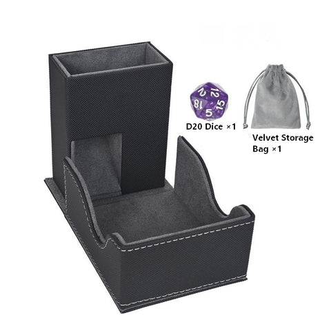 Portable Dice Tower & Storage Box with Velvet & PU Leather – All-in-One Dice Tray, D20 Included, Perfect for DnD, RPGs, and Board Games