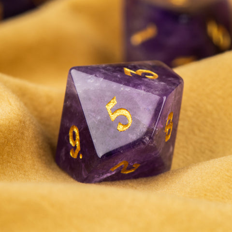 Natural Amethyst Crystal Dice Set – Luxury Gemstone Dice for D&D, RPGs & Collectors