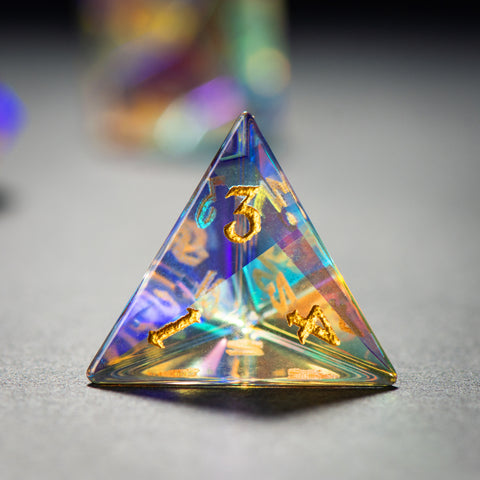 Premium Glass Dice Set – Hand-Polished Engraved Numbers – Perfect for RPG, D&D, Pathfinder