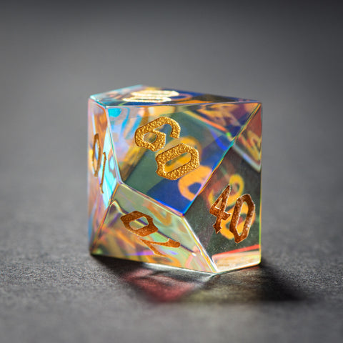 Premium Glass Dice Set – Hand-Polished Engraved Numbers – Perfect for RPG, D&D, Pathfinder