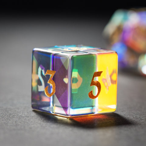 Premium Glass Dice Set – Hand-Polished Engraved Numbers – Perfect for RPG, D&D, Pathfinder