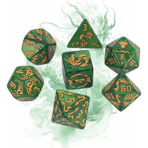 Ancient Dragon Acrylic Dice Set – 7 Colors Polyhedral DND Dice for Tabletop RPG