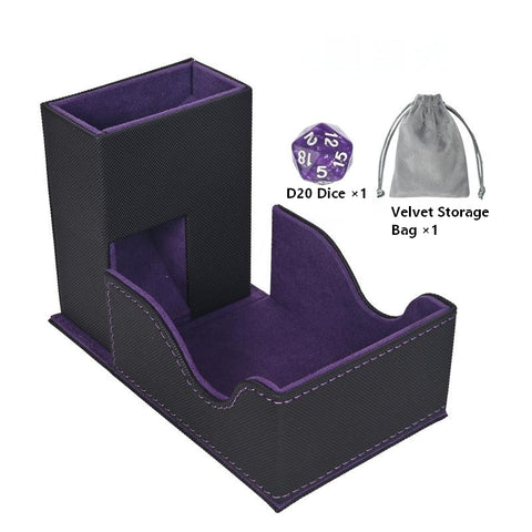 Portable Dice Tower & Storage Box with Velvet & PU Leather – All-in-One Dice Tray, D20 Included, Perfect for DnD, RPGs, and Board Games