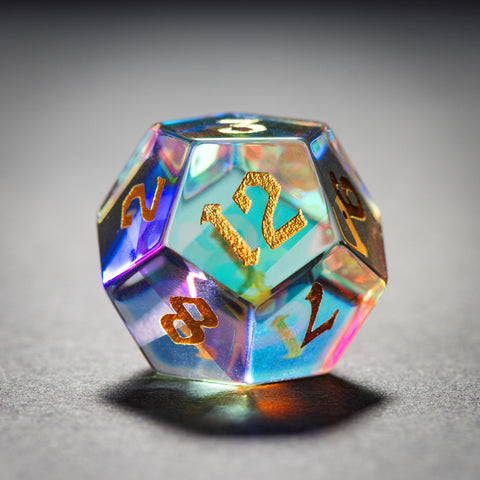 Premium Glass Dice Set – Hand-Polished Engraved Numbers – Perfect for RPG, D&D, Pathfinder