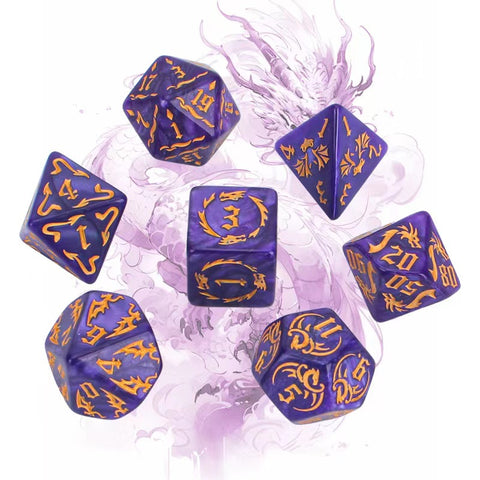 Ancient Dragon Acrylic Dice Set – 7 Colors Polyhedral DND Dice for Tabletop RPG