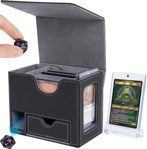 Portable Dice Tower & Storage Box with Velvet & PU Leather – All-in-One Dice Tray, D20 Included, Perfect for DnD, RPGs, and Board Games