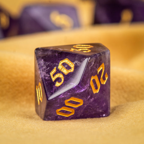 Natural Amethyst Crystal Dice Set – Luxury Gemstone Dice for D&D, RPGs & Collectors