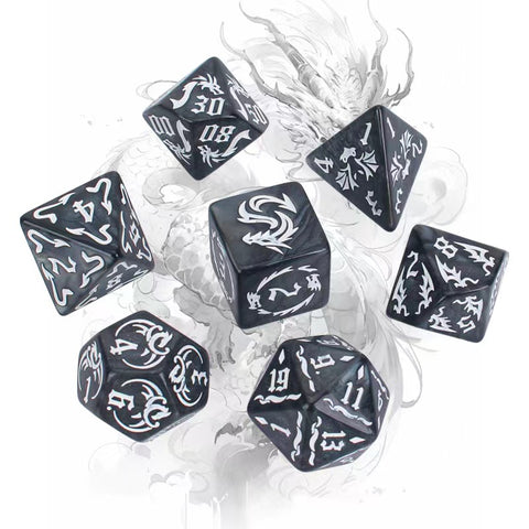Ancient Dragon Acrylic Dice Set – 7 Colors Polyhedral DND Dice for Tabletop RPG