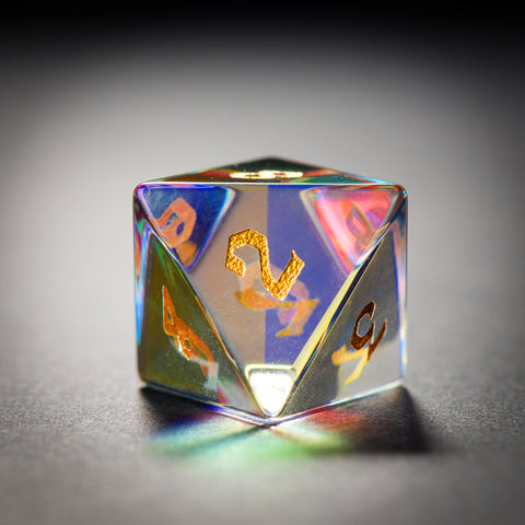 Premium Glass Dice Set – Hand-Polished Engraved Numbers – Perfect for RPG, D&D, Pathfinder