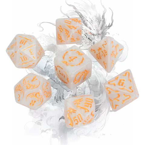 Ancient Dragon Acrylic Dice Set – 7 Colors Polyhedral DND Dice for Tabletop RPG