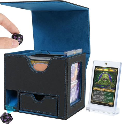 Portable Dice Tower & Storage Box with Velvet & PU Leather – All-in-One Dice Tray, D20 Included, Perfect for DnD, RPGs, and Board Games
