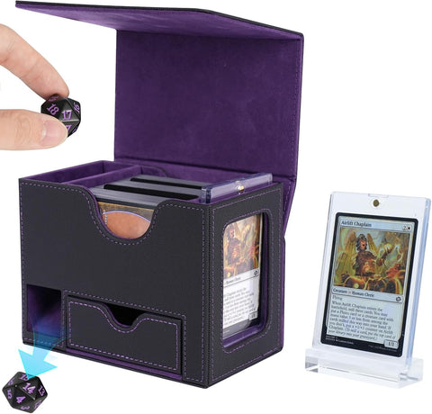 Portable Dice Tower & Storage Box with Velvet & PU Leather – All-in-One Dice Tray, D20 Included, Perfect for DnD, RPGs, and Board Games