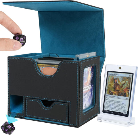 Portable Dice Tower & Storage Box with Velvet & PU Leather – All-in-One Dice Tray, D20 Included, Perfect for DnD, RPGs, and Board Games