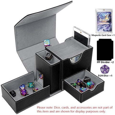 Portable Dice Tower & Storage Box with Velvet & PU Leather – All-in-One Dice Tray, D20 Included, Perfect for DnD, RPGs, and Board Games
