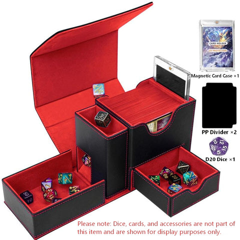 Portable Dice Tower & Storage Box with Velvet & PU Leather – All-in-One Dice Tray, D20 Included, Perfect for DnD, RPGs, and Board Games