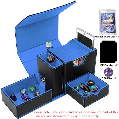 Portable Dice Tower & Storage Box with Velvet & PU Leather – All-in-One Dice Tray, D20 Included, Perfect for DnD, RPGs, and Board Games