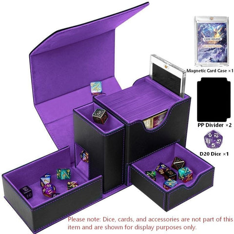 Portable Dice Tower & Storage Box with Velvet & PU Leather – All-in-One Dice Tray, D20 Included, Perfect for DnD, RPGs, and Board Games