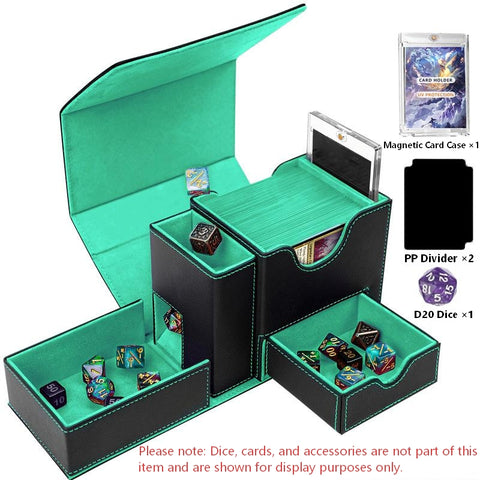 Portable Dice Tower & Storage Box with Velvet & PU Leather – All-in-One Dice Tray, D20 Included, Perfect for DnD, RPGs, and Board Games