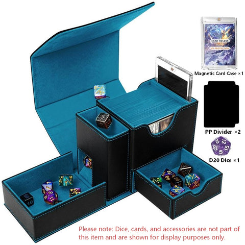 Portable Dice Tower & Storage Box with Velvet & PU Leather – All-in-One Dice Tray, D20 Included, Perfect for DnD, RPGs, and Board Games