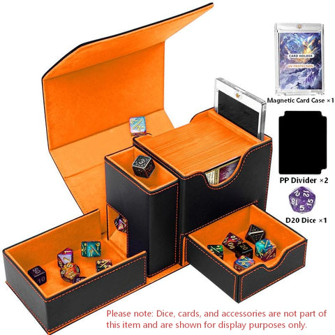 Portable Dice Tower & Storage Box with Velvet & PU Leather – All-in-One Dice Tray, D20 Included, Perfect for DnD, RPGs, and Board Games
