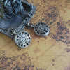 Cyber Gear Metal Dice Set – Retro Alloy RPG Dice with Vintage Pocket Watch Case (Antique Green & Antique Silver)
