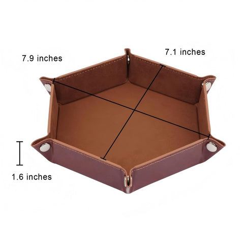 Hexagon PU Leather & Velvet Dice Tray – Elegant Foldable Dice Rolling Tray for Tabletop Games – Protects Dice & Table – Portable and Stylish