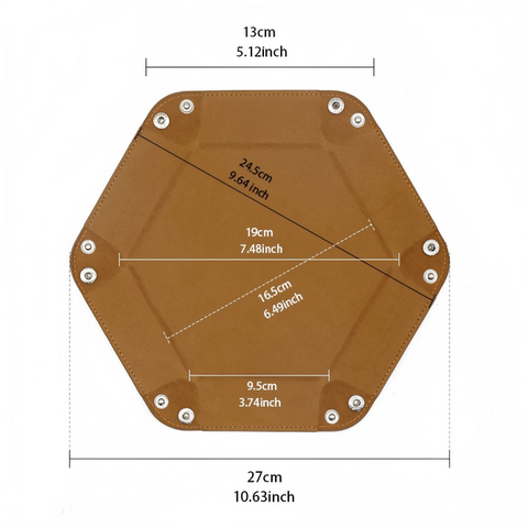Hexagon PU Leather & Velvet Dice Tray – Elegant Foldable Dice Rolling Tray for Tabletop Games – Protects Dice & Table – Portable and Stylish